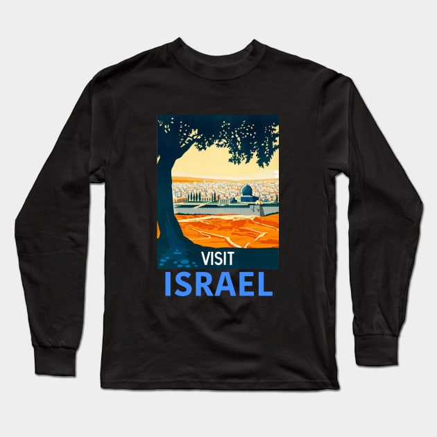 Visit Israel based on 1930s Visit Palestine Poster Long Sleeve T-Shirt by EphemeraKiosk